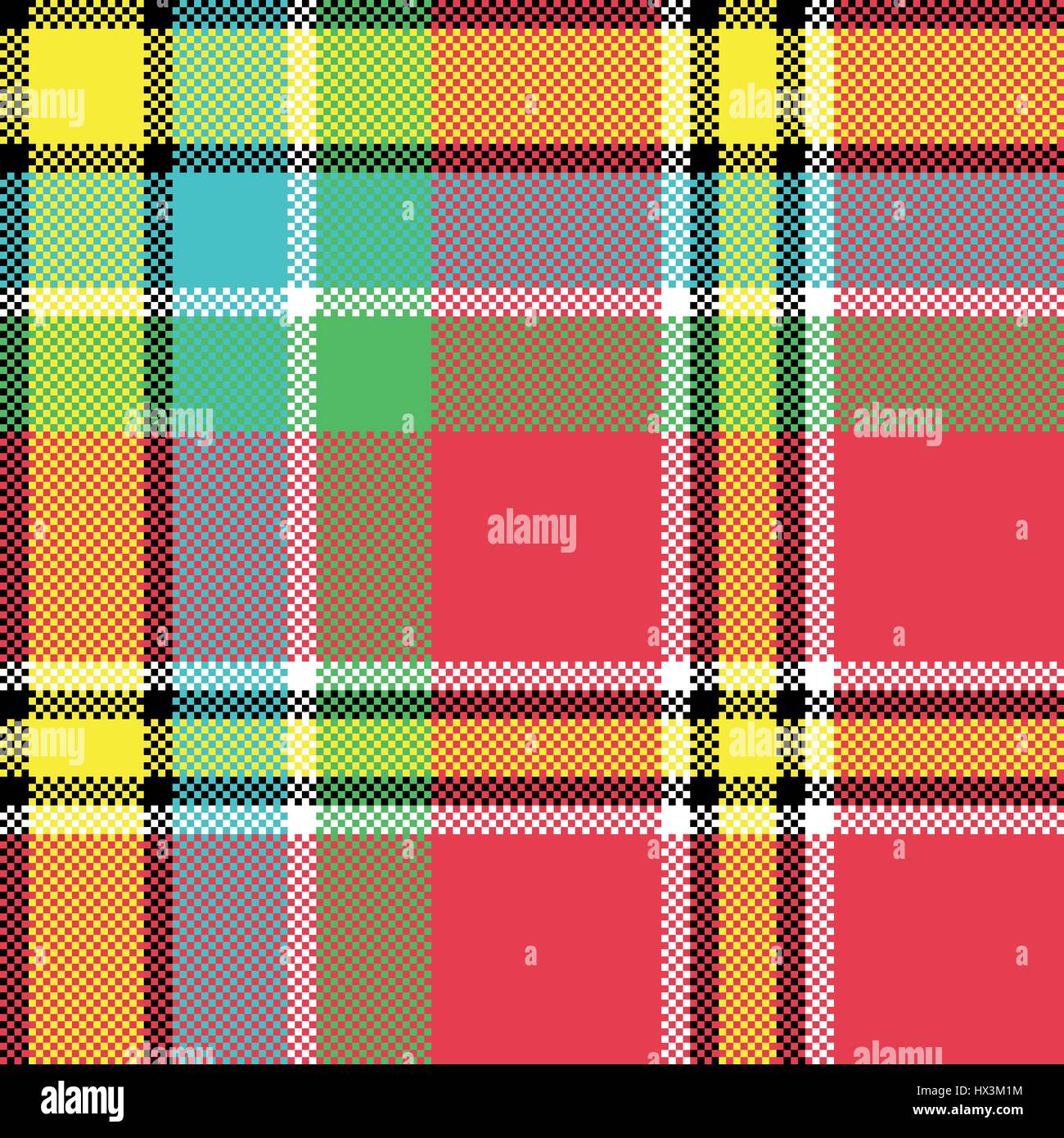 Check fabric texture square pixel seamless pattern. Vector illustration ...