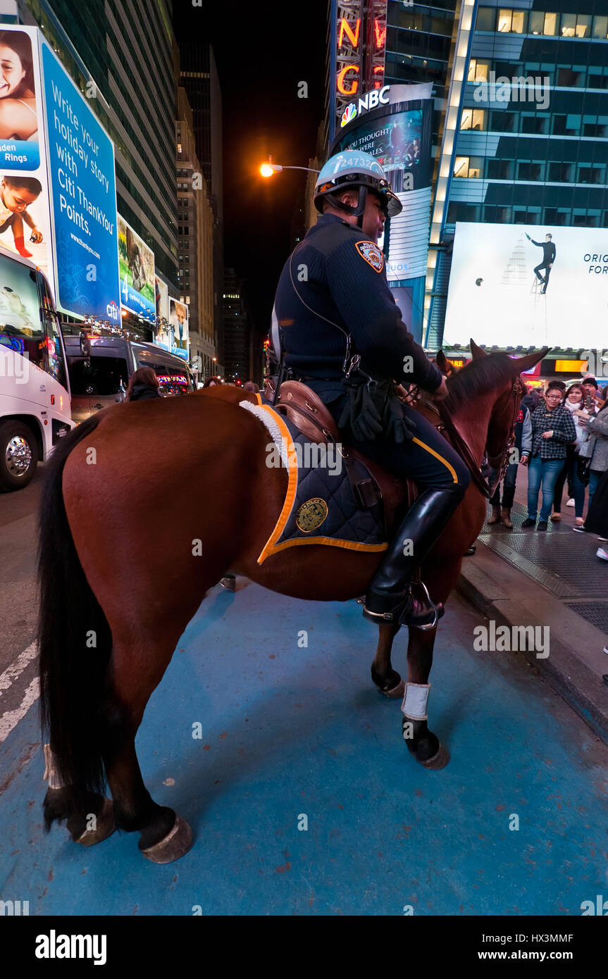 New York, USA November 20, 2011 Mounted NYPD Policemen on horses, on