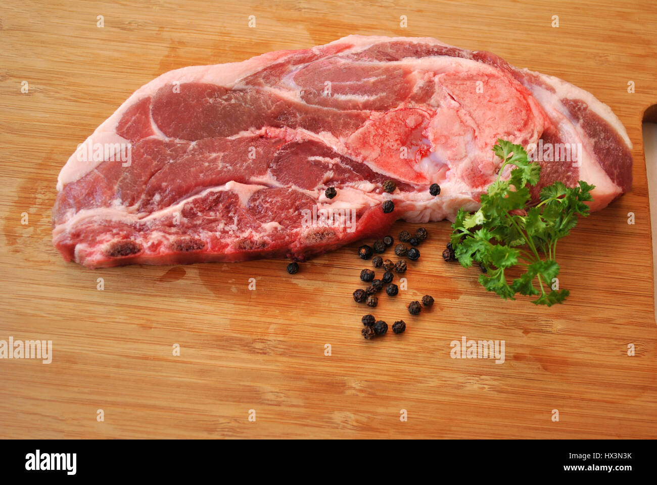 Fresh Lamb Tenderloin Garnished Stock Photo