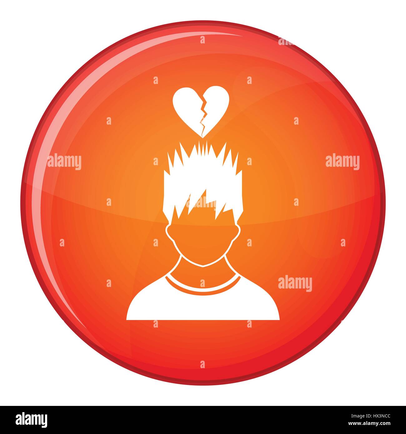 Man with broken red heart over head icon Stock Vector Image & Art - Alamy