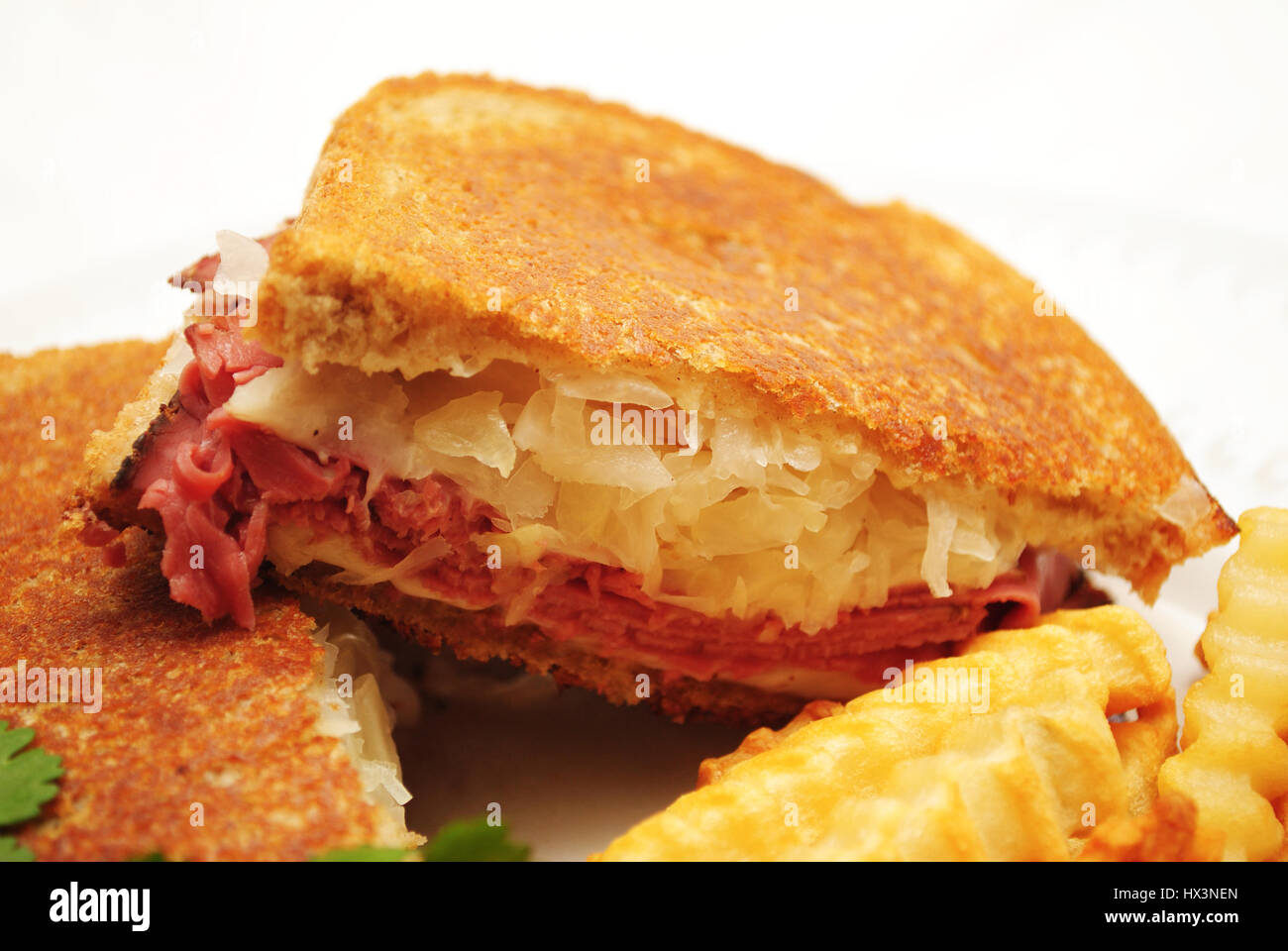 Pastrami Sandwich with Sauerkraut Stock Photo Alamy