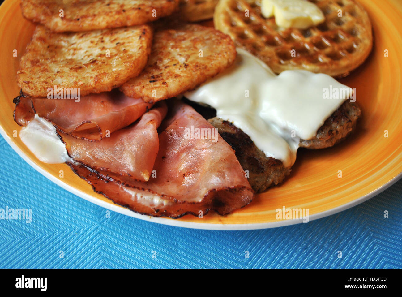 Greasy Meats Served with Other Breakfast Foods Stock Photo Alamy