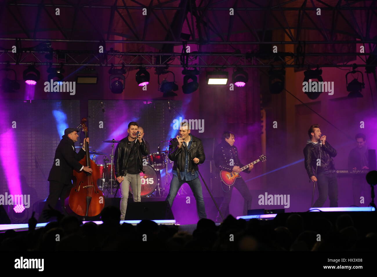 Berlin, Germany, December 31st, 2014: Silvester concert at the Brandenburg Gate. Stock Photo
