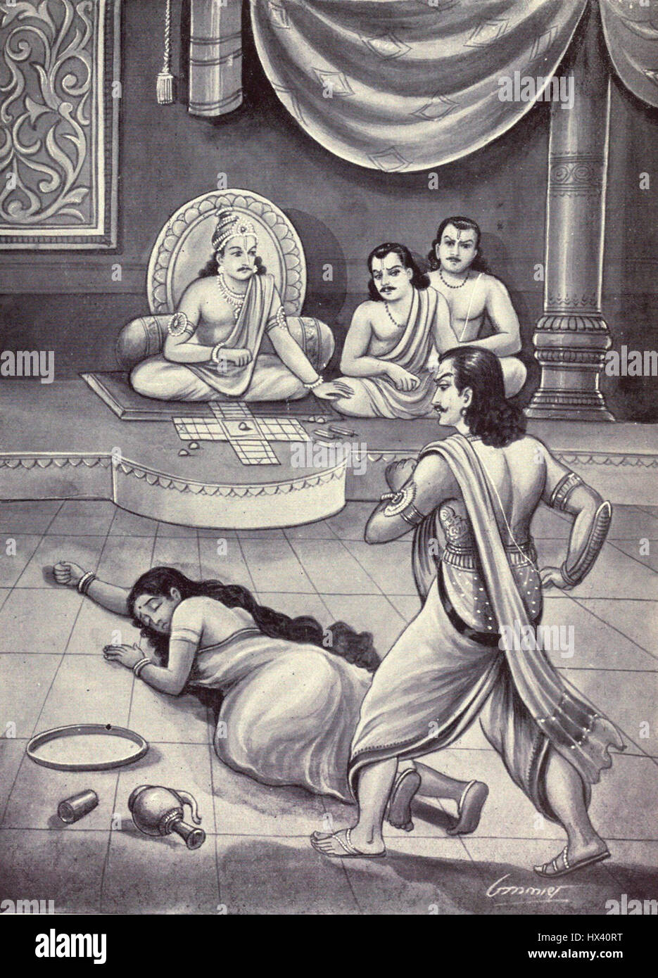 Humiliation of Draupadi in Virata Sabha Stock Photo