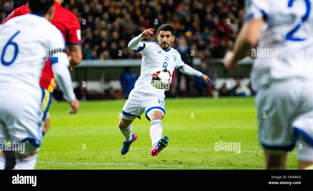 Gijon, Spain. 24th March, 2017. Cohen Almog (Israel) in action during the football match of FIFA World Cup 2018 Qualifying Round between Spain and Israel at Molinon Stadium on March 24, 2016 in Gijon, Spain. ©David Gato/Alamy Live News Stock Photo