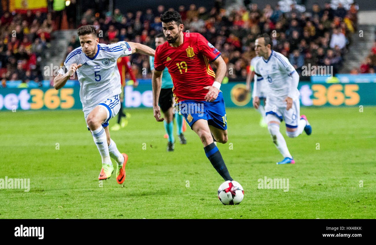 Gijon, Spain. 24th March, 2017. Diego Costa (Spain) in action during the football match of FIFA World Cup 2018 Qualifying Round between Spain and Israel at Molinon Stadium on March 24, 2016 in Gijon, Spain. ©David Gato/Alamy Live News Stock Photo