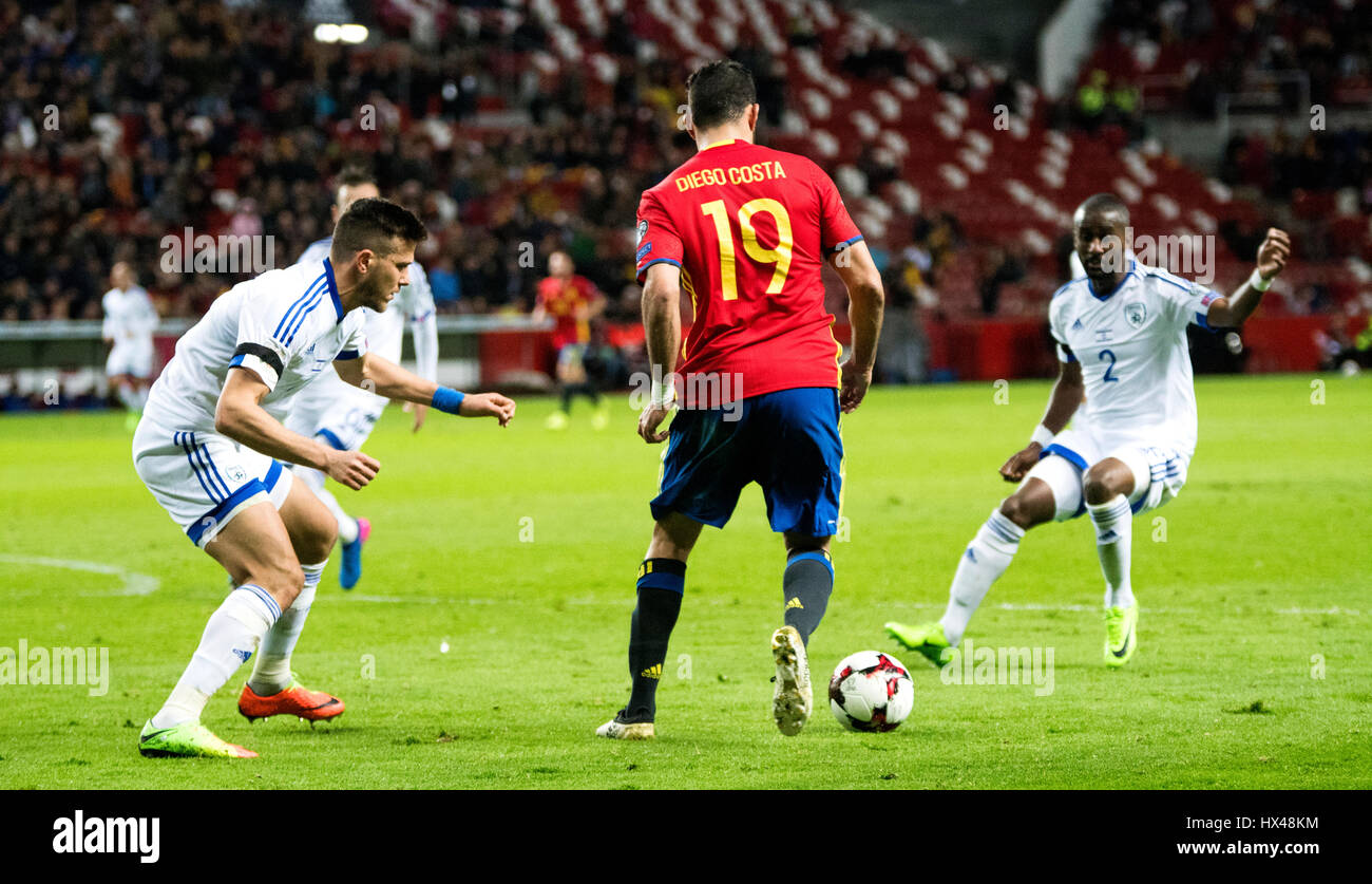 Gijon, Spain. 24th March, 2017. Diego Costa (Spain) in action during the football match of FIFA World Cup 2018 Qualifying Round between Spain and Israel at Molinon Stadium on March 24, 2016 in Gijon, Spain. ©David Gato/Alamy Live News Stock Photo
