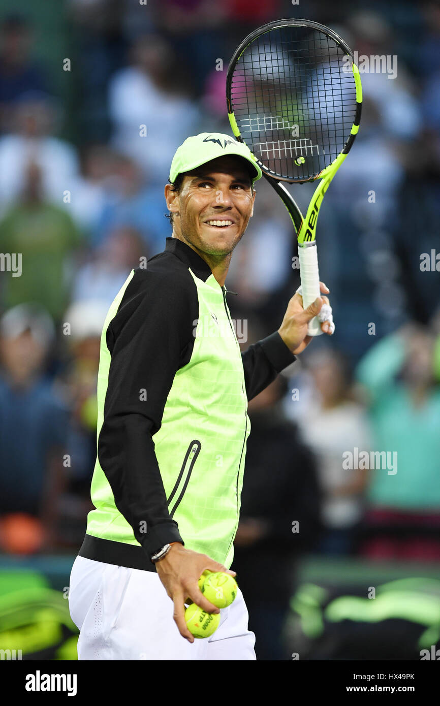 Key Biscayne, FL, USA. 24th Mar, 2017. Rafael Nadal pictured against Dubi Sela during the Miami Open at Crandon Park Tennis Center on March 24, 2017 in Key Biscayne, Florida. Credit: Mpi04/Media Punch/Alamy Live News Stock Photo