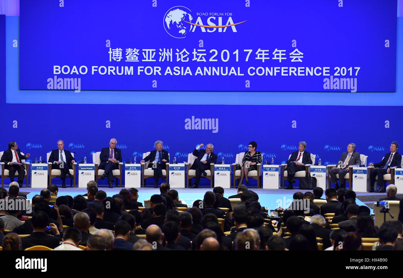 Boao, China's Hainan Province. 25th Mar, 2017. Delegates attend the ...