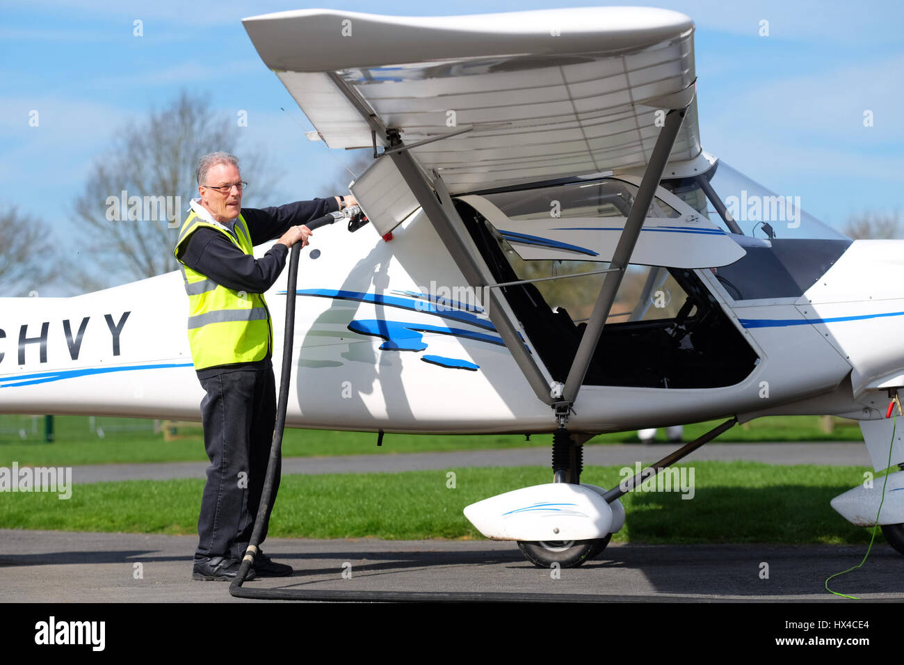 Ikarus C42 ultralight aircraft at a grass airfield in the UK Stock Photo -  Alamy