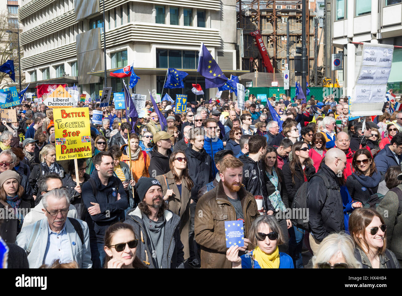 London, UK. 25th Mar, 2017. Unite for Europe March in London. Thousands march from Green Park to Parliament Square to oppose Brexit Credit: Nathaniel Noir/Alamy Live News Stock Photo