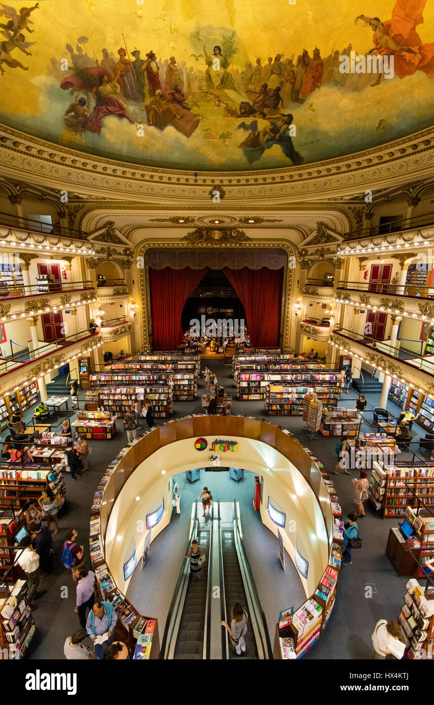 Inside the Ateneo Grand Splendid, one of the most beautiful bookshops in the world. Buenos Aires, Argentina. Stock Photo