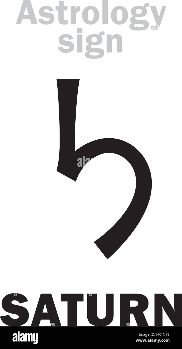 Astrology Alphabet: SATURN, classic major social planet. Hieroglyphics character sign (ancient symbol). Stock Vector