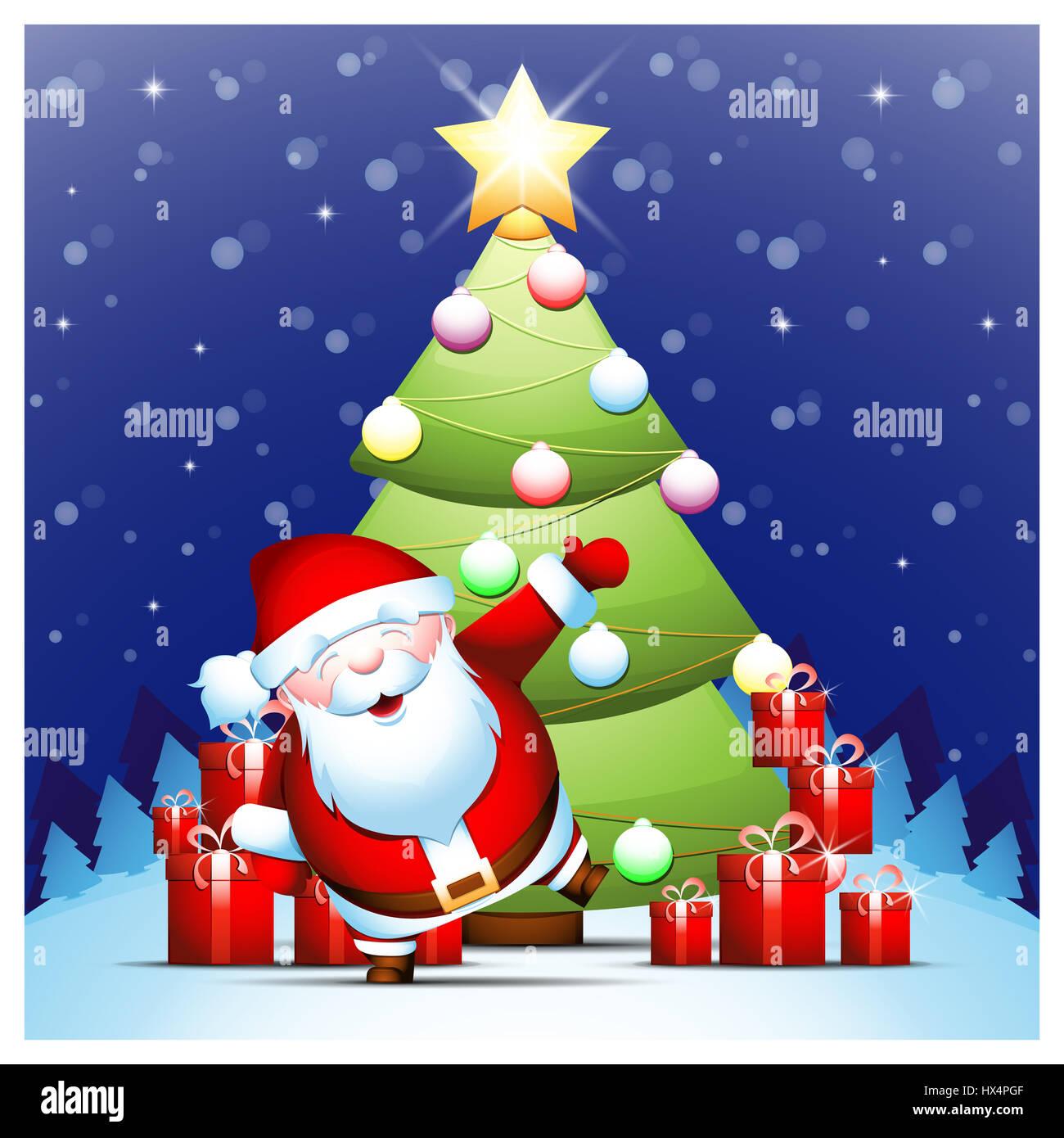 Christmas material: Under the snowy tree, Santa - Stock Illustration  [108024003] - PIXTA