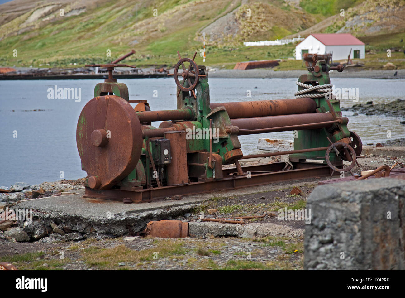 Remains of previous Whaling Station at Grytviken Harbour, South Georgia ...