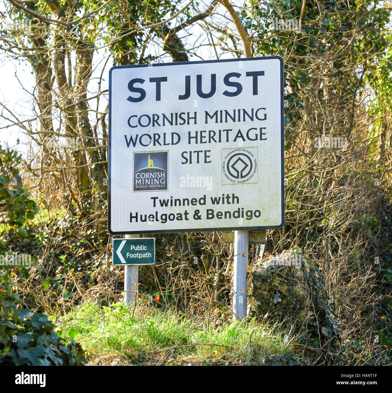 A street sign on the outskirts of the village of St Just in Penwith