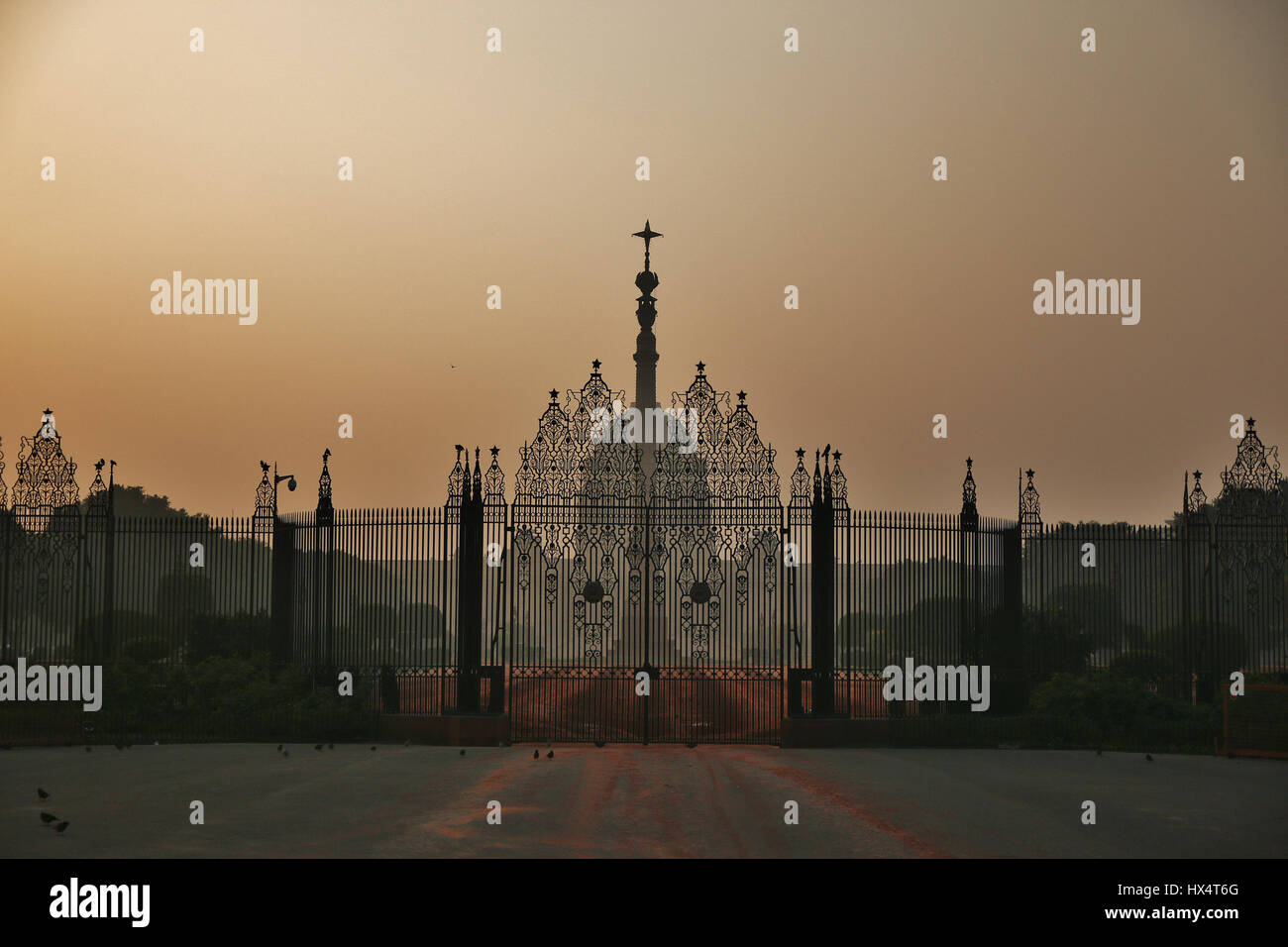 Indian Government buildings in evening, New Delhi, India Stock Photo