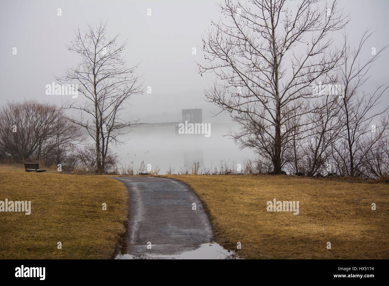 Foggy day on the lake Stock Photo - Alamy