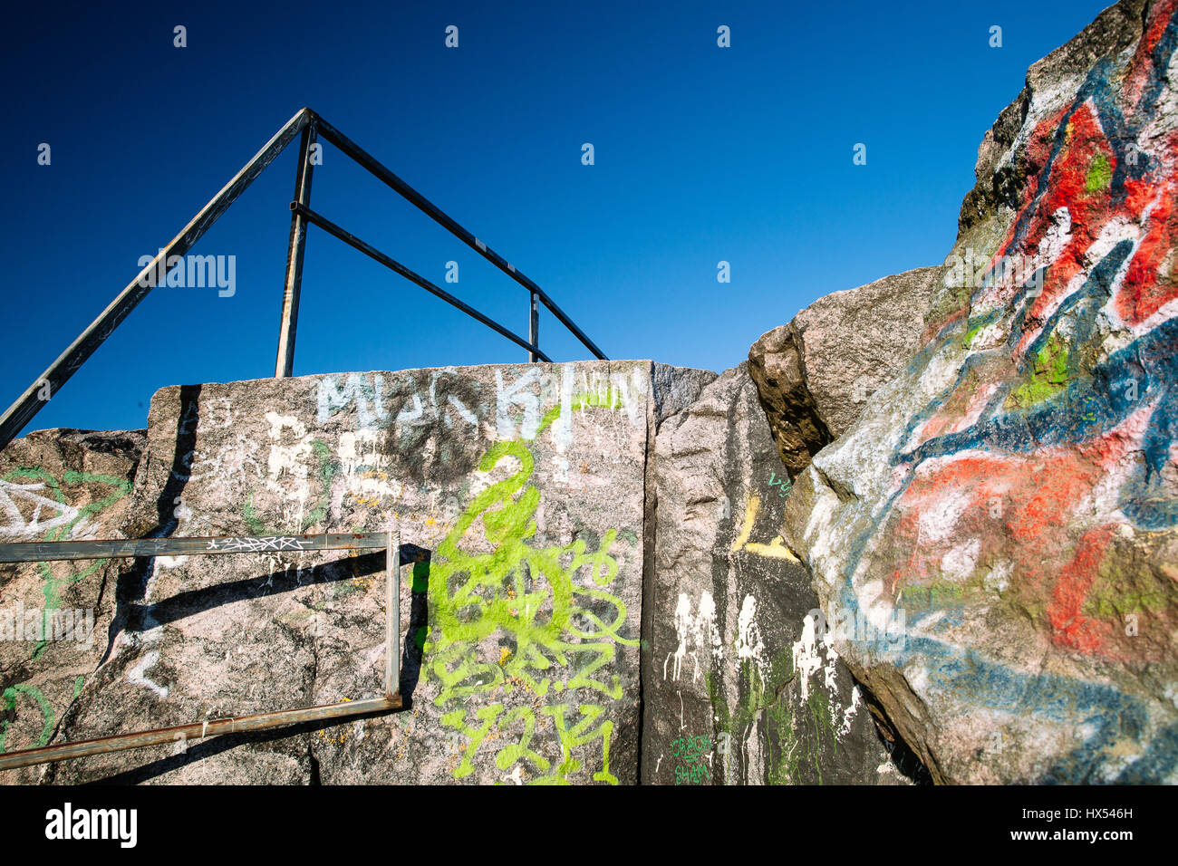Graffiti on rocks in Helsinki,Finland Stock Photo - Alamy