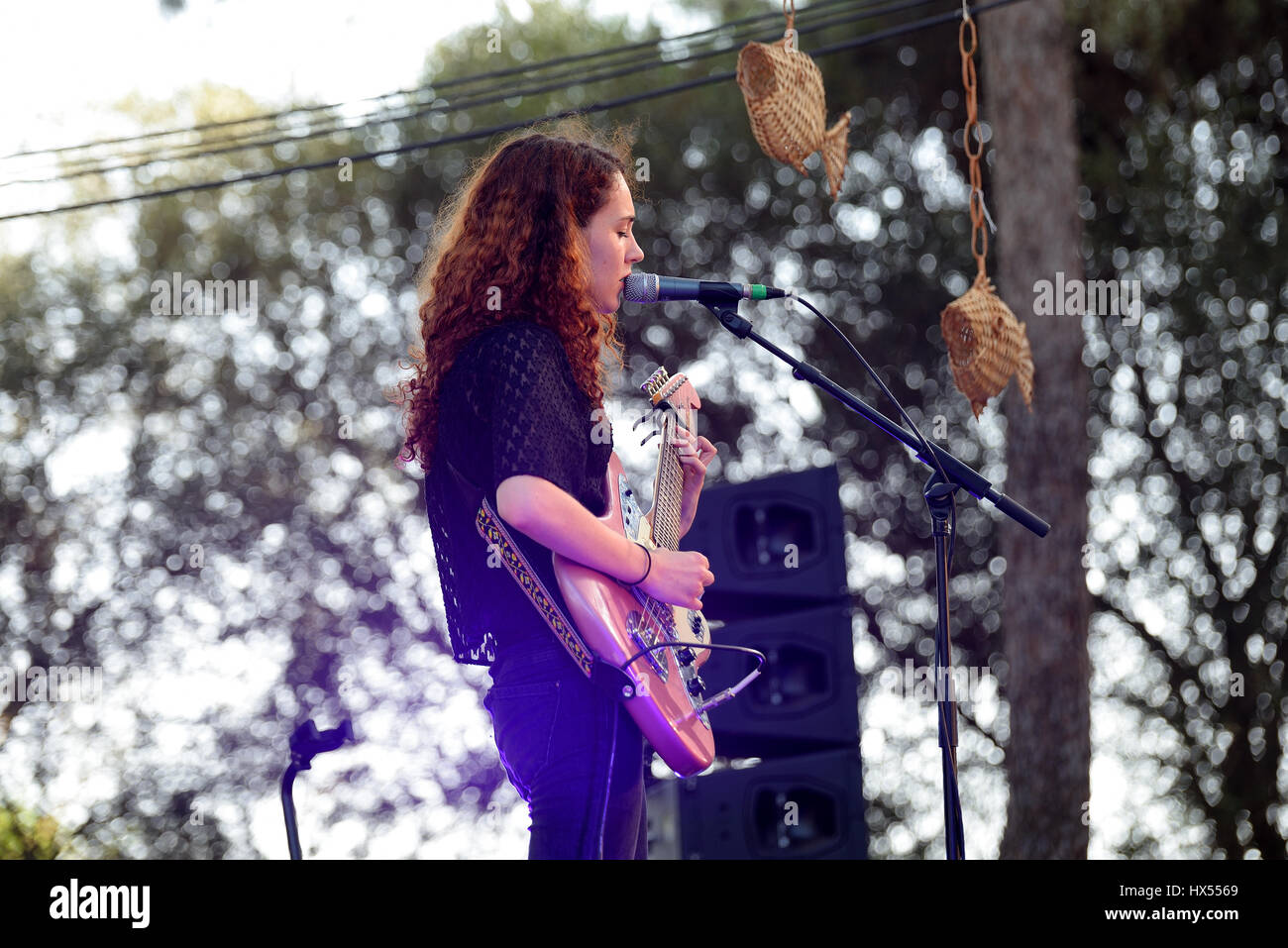 BARCELONA - JUL 4: Nuria Graham (singer and guitarist from Vic) performs at Vida Festival on July 4, 2015 in Barcelona, Spain. Stock Photo