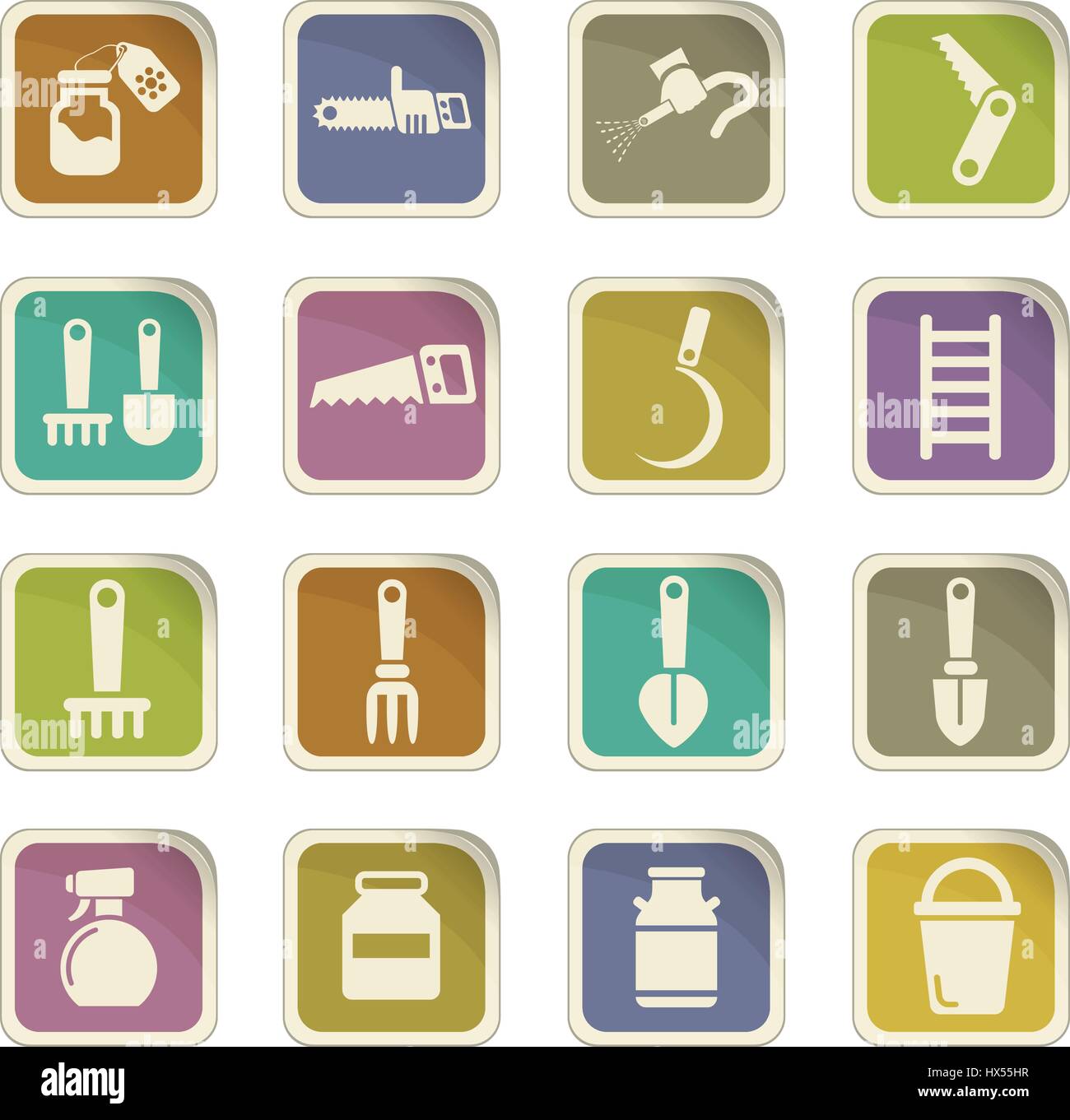 garden tools vector icons for user interface design Stock Vector Image ...