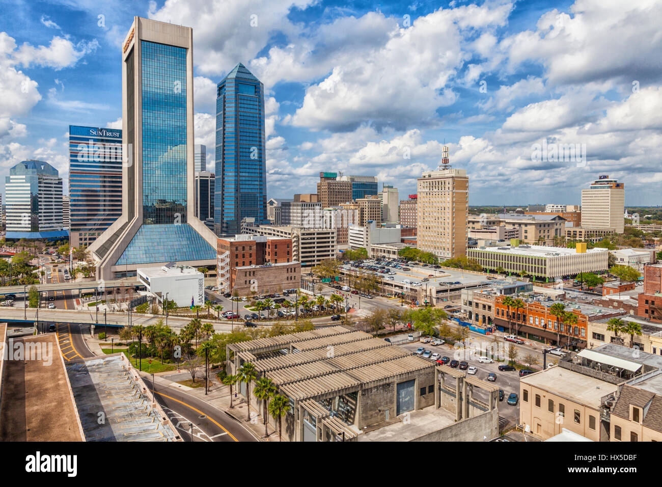 Modern Skyscrapers in Downtown Jacksonville, FLorida. Stock Photo