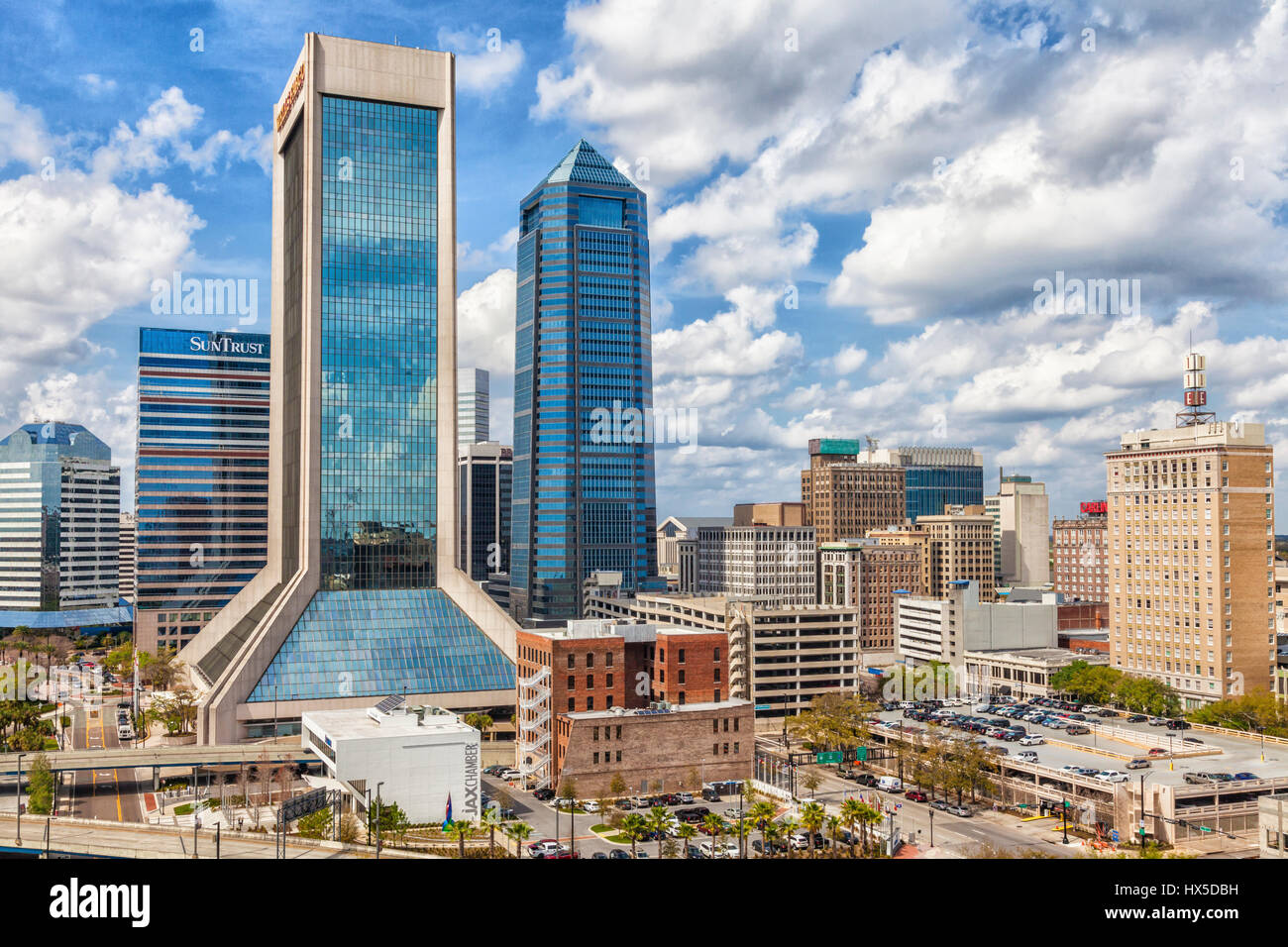 Modern Skyscrapers in Downtown Jacksonville, FLorida. Stock Photo