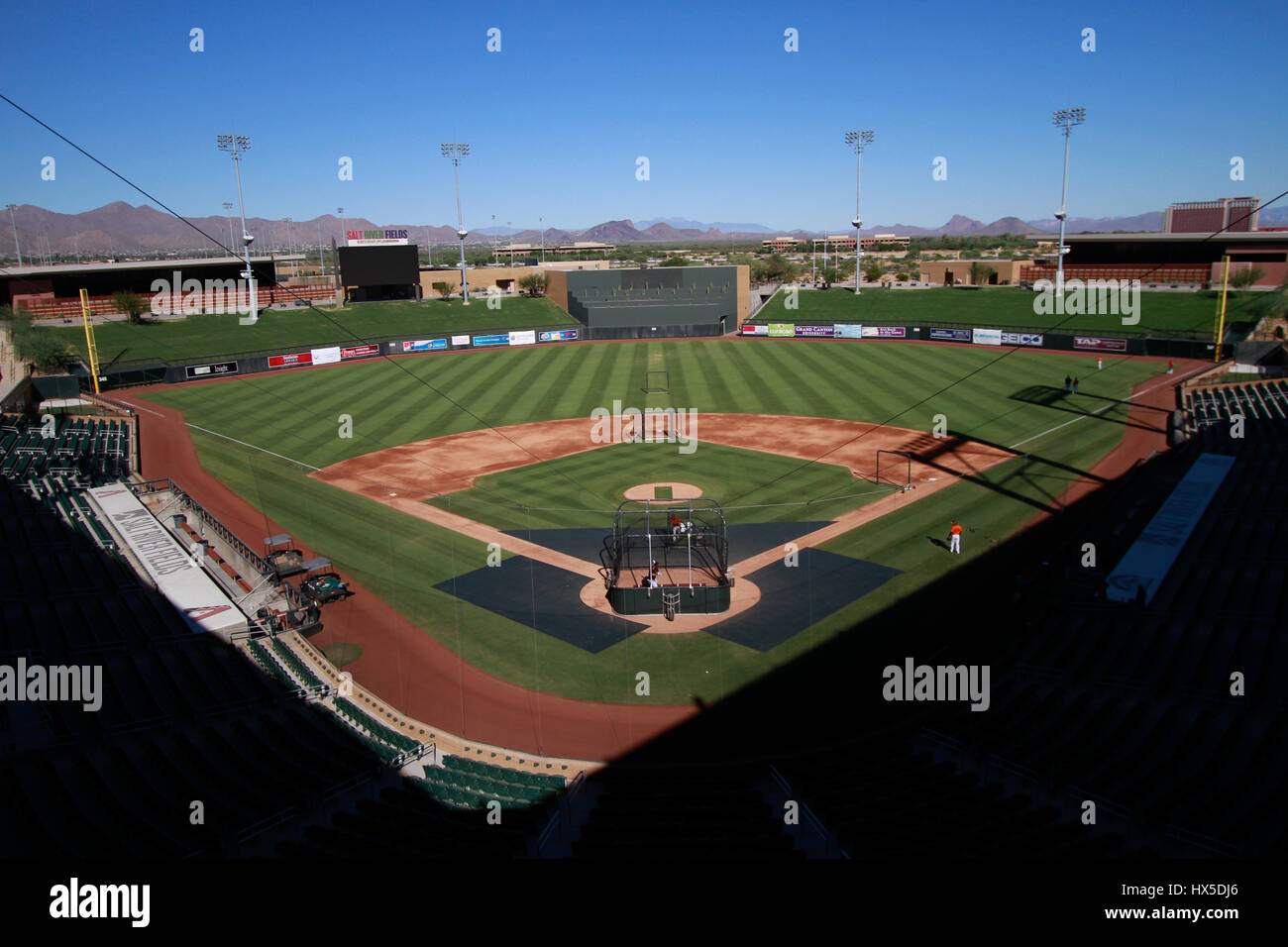 Table, Diamond or Major league baseball field during spring training in