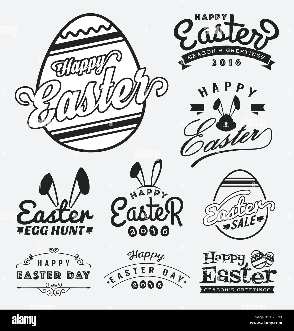 Set of Easter day typography badge and labels design. Happy Easter Day Typograpic collections. Vector illustration Stock Vector