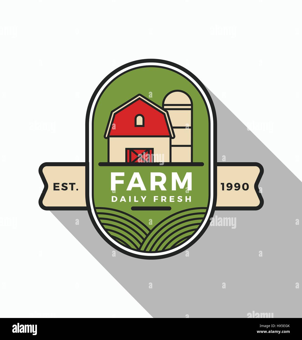 Vintage modern farm logo template design. Vector illustration Stock Vector