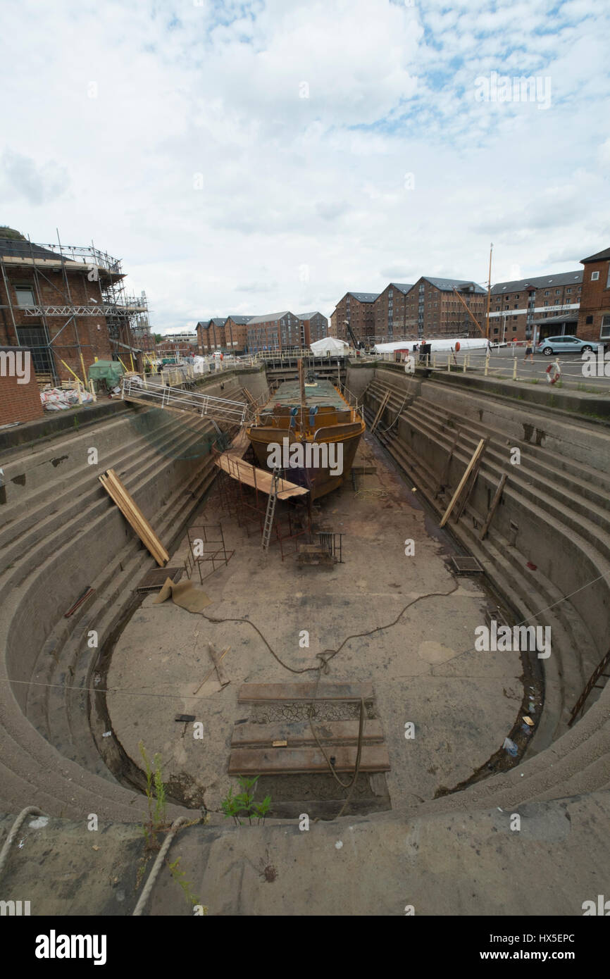 Work in progress on repairing and restoring unpowered barge Sabrina 5