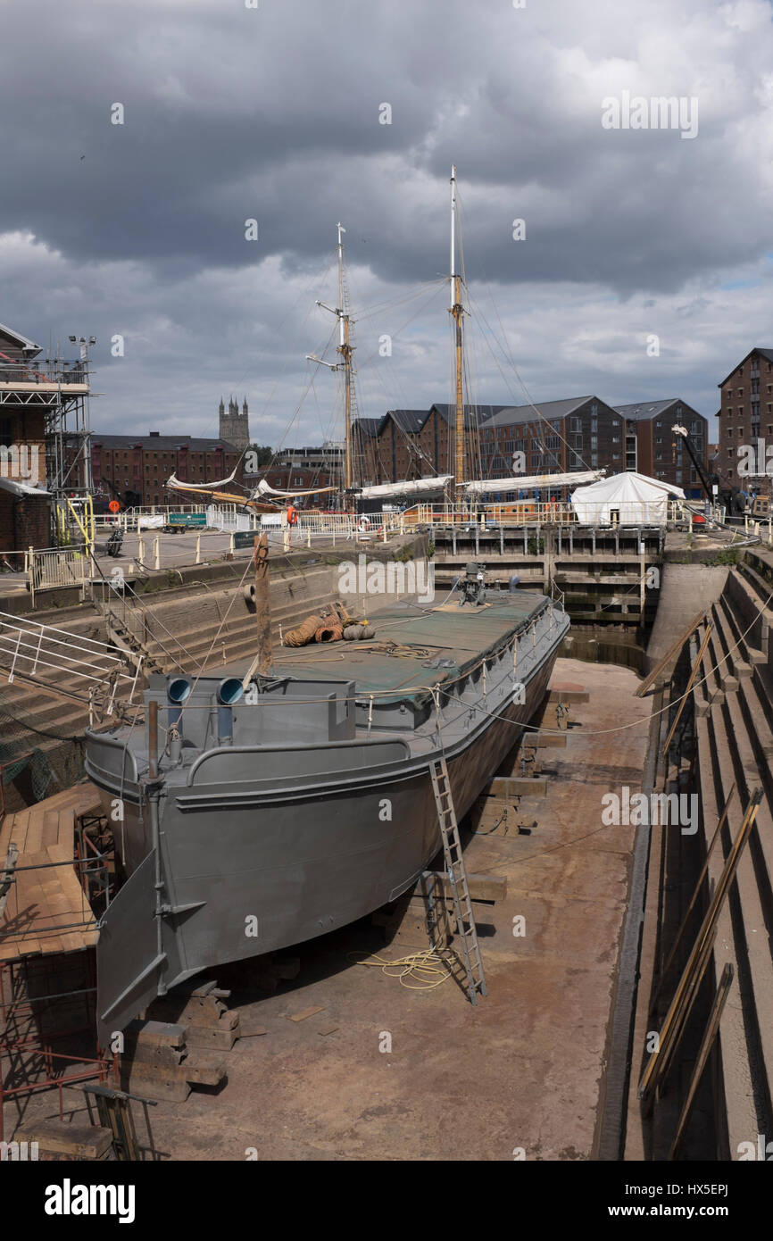 Work in progress on repairing and restoring unpowered barge Sabrina 5