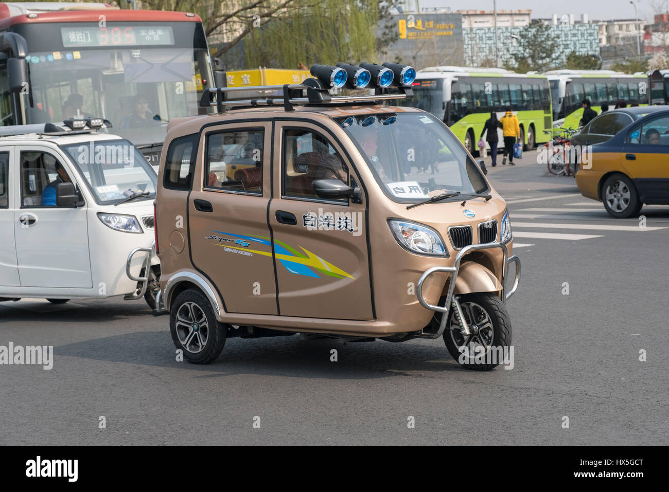 Unlicensed mini electric car in Beijing, China. 27-Mar-2017 Stock Photo