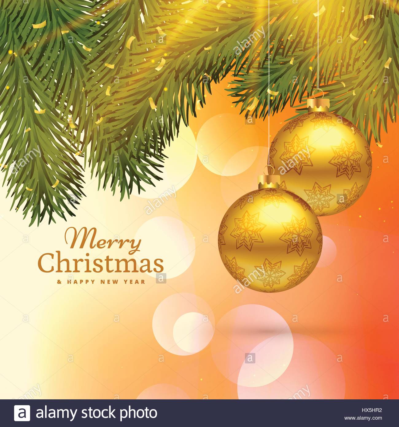 Beautiful Merry Christmas Greeting Card Design With Hanging Golden Stock Vector Image Art Alamy