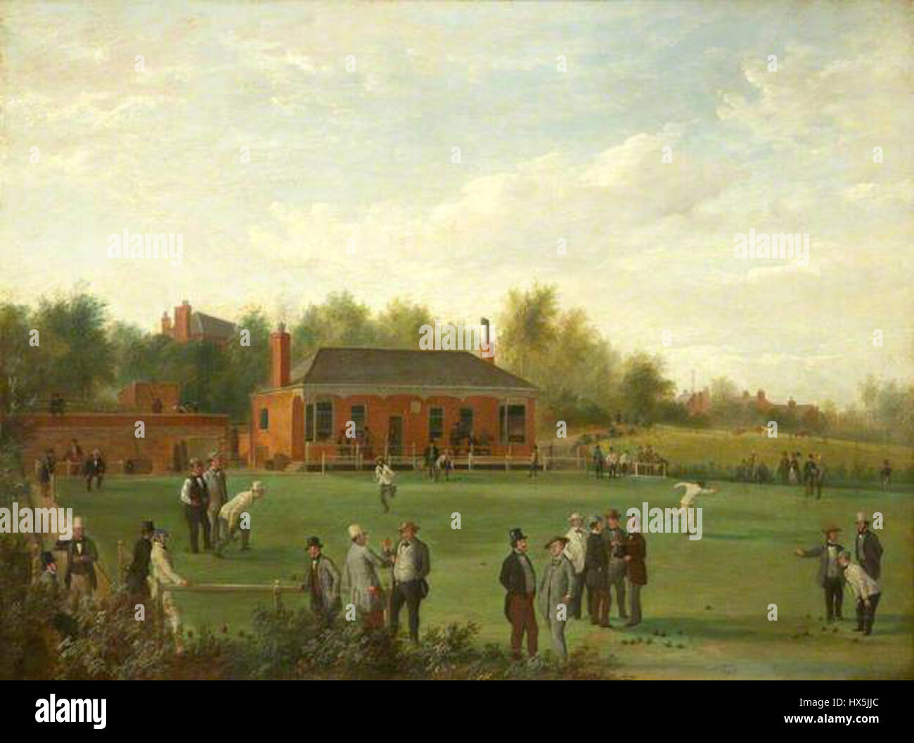 Opening Game of the Oldham Subscription Bowling Green, Frankhill, 1860 by James Howe Carse Stock Photo