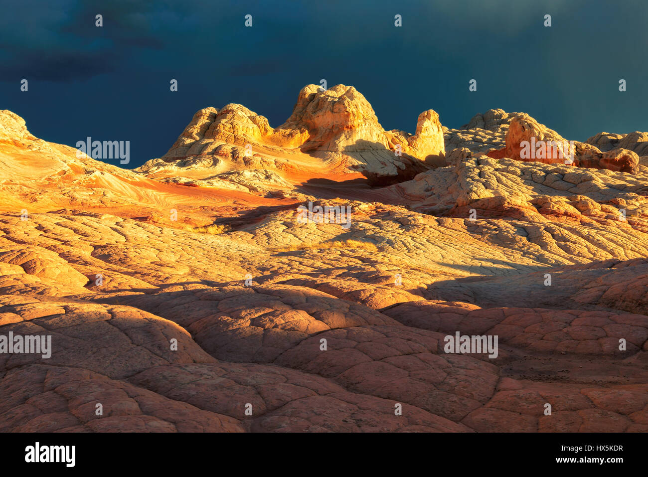 .Sunset at White Pocket, Vermilion Cliffs National Monument, Arizona. Stock Photo