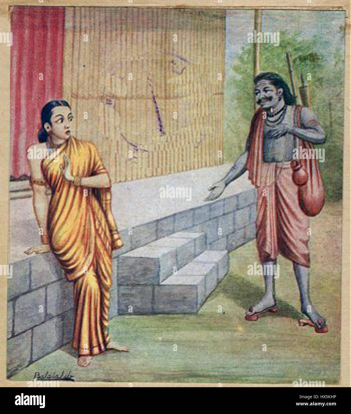 Rawana approaches Sita in the garb of mendicant Stock Photo