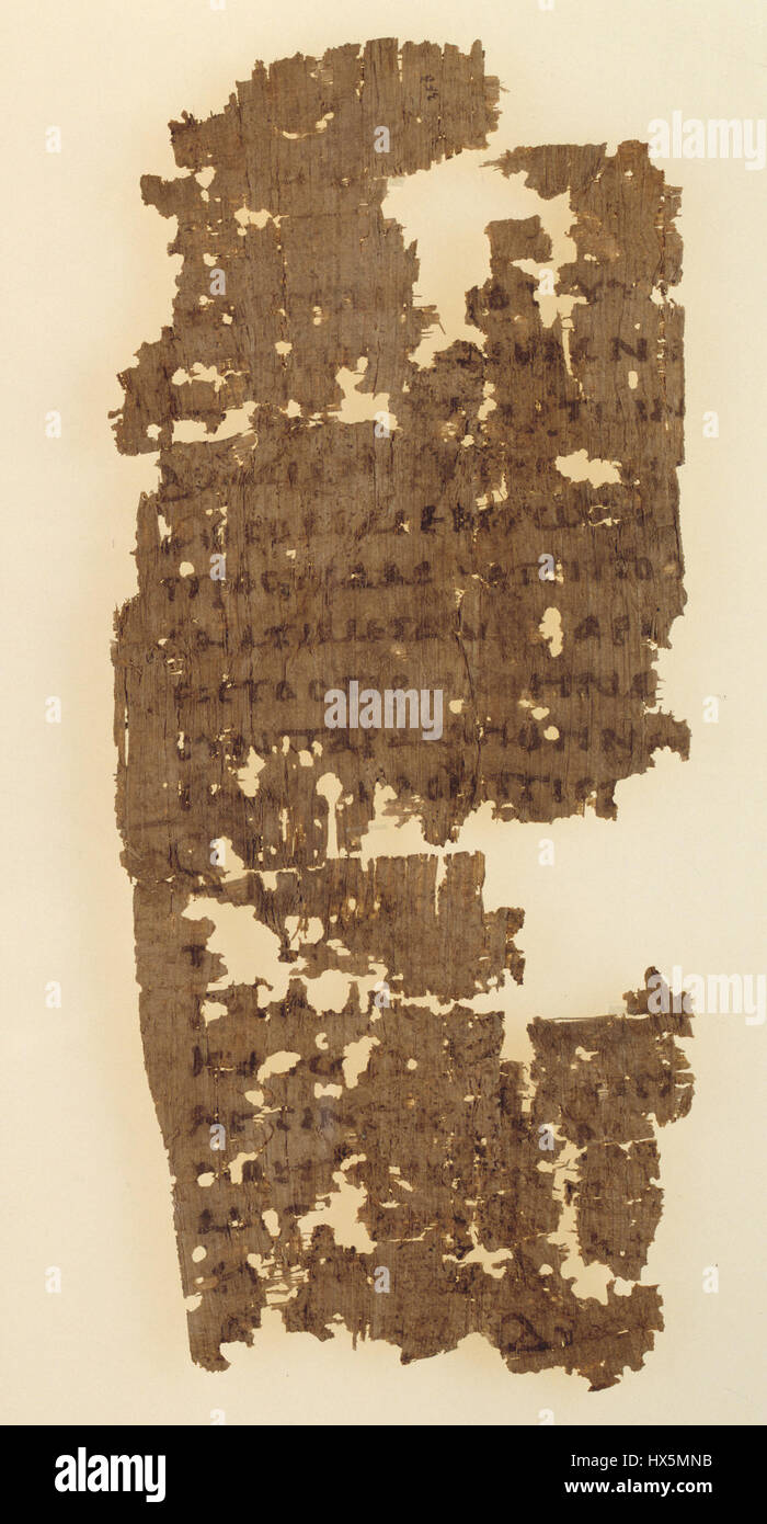 Papyrus 26   Papyrus Oxyrhynchus 1354   Bridwell Papyrus 1   Epistle to the Romans 1,1 16   verso Stock Photo