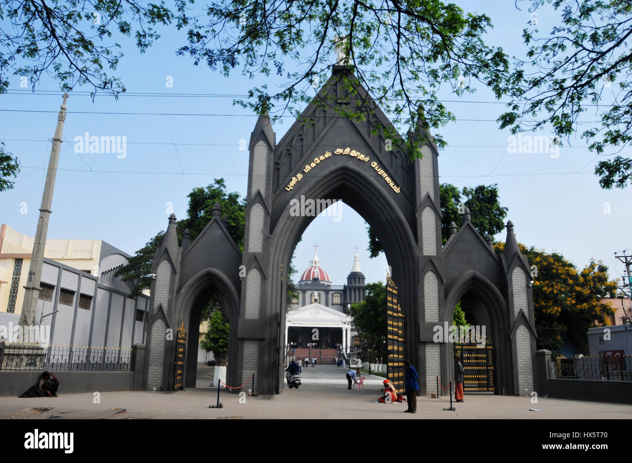St.Michael's Gateway, St. Michael's Cathedral, Coimbatore.Tamil Nadu, India. Stock Photo