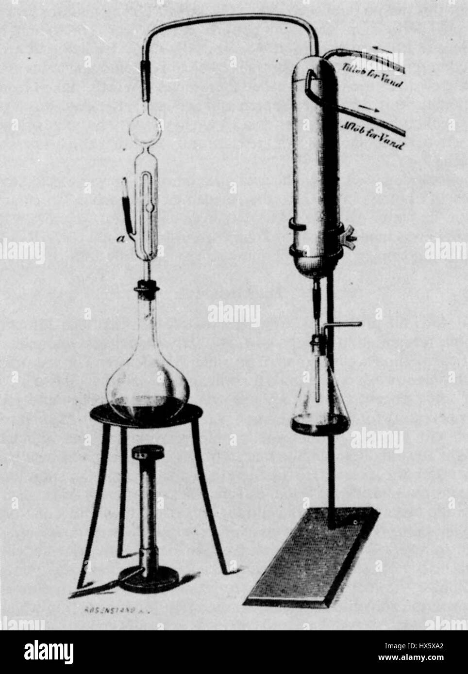 Original Kjeldahl Apparatus 1883 Woodcut by Rosenstand (1838 1915 Stock