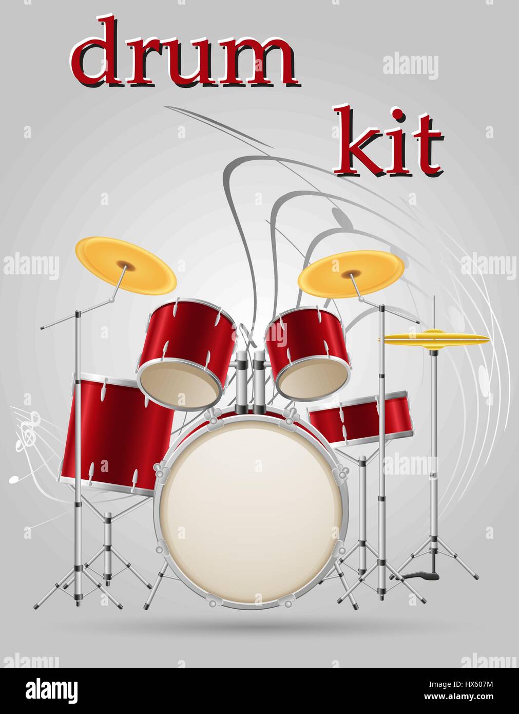 drum set kit musical instruments stock vector illustration isolated on ...