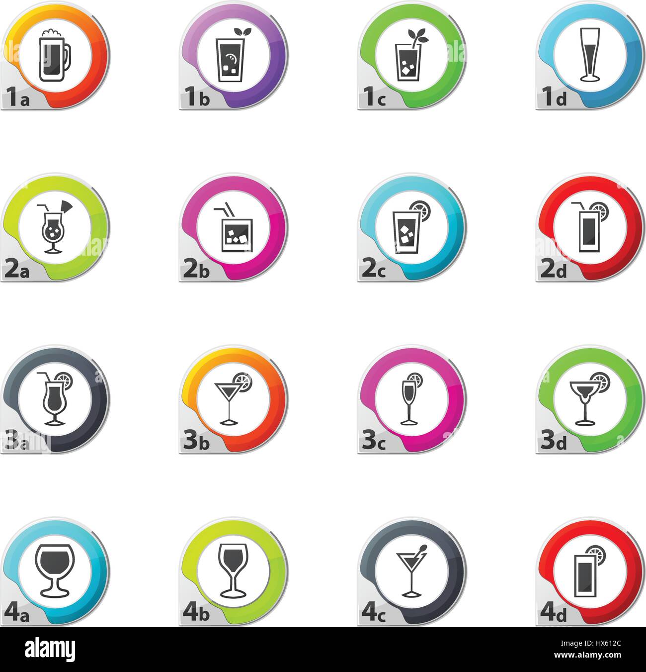 Glasses and cups web icons for user interface design Stock Vector Image