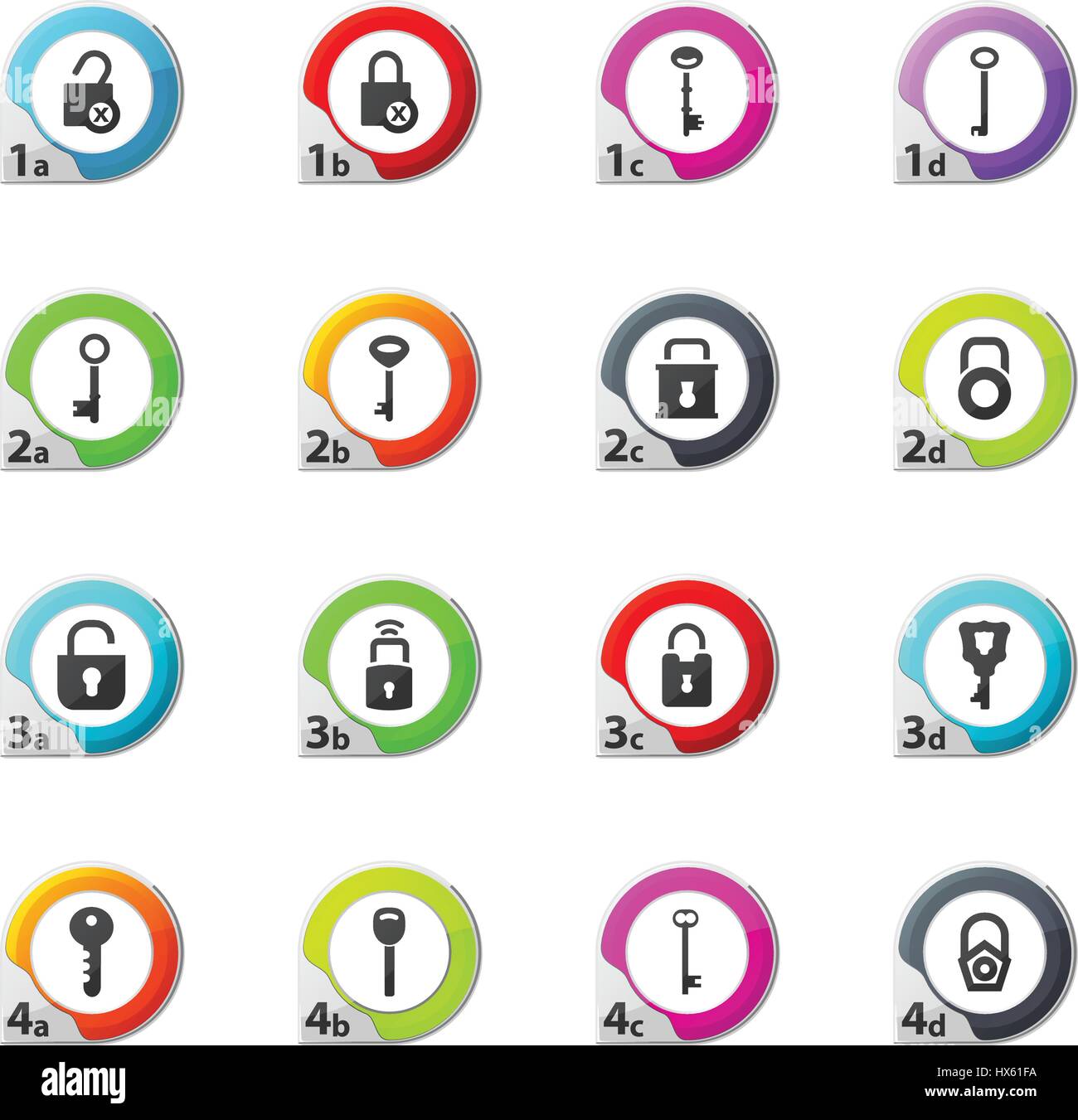 Lock and Key web icons for user interface design Stock Vector Image ...