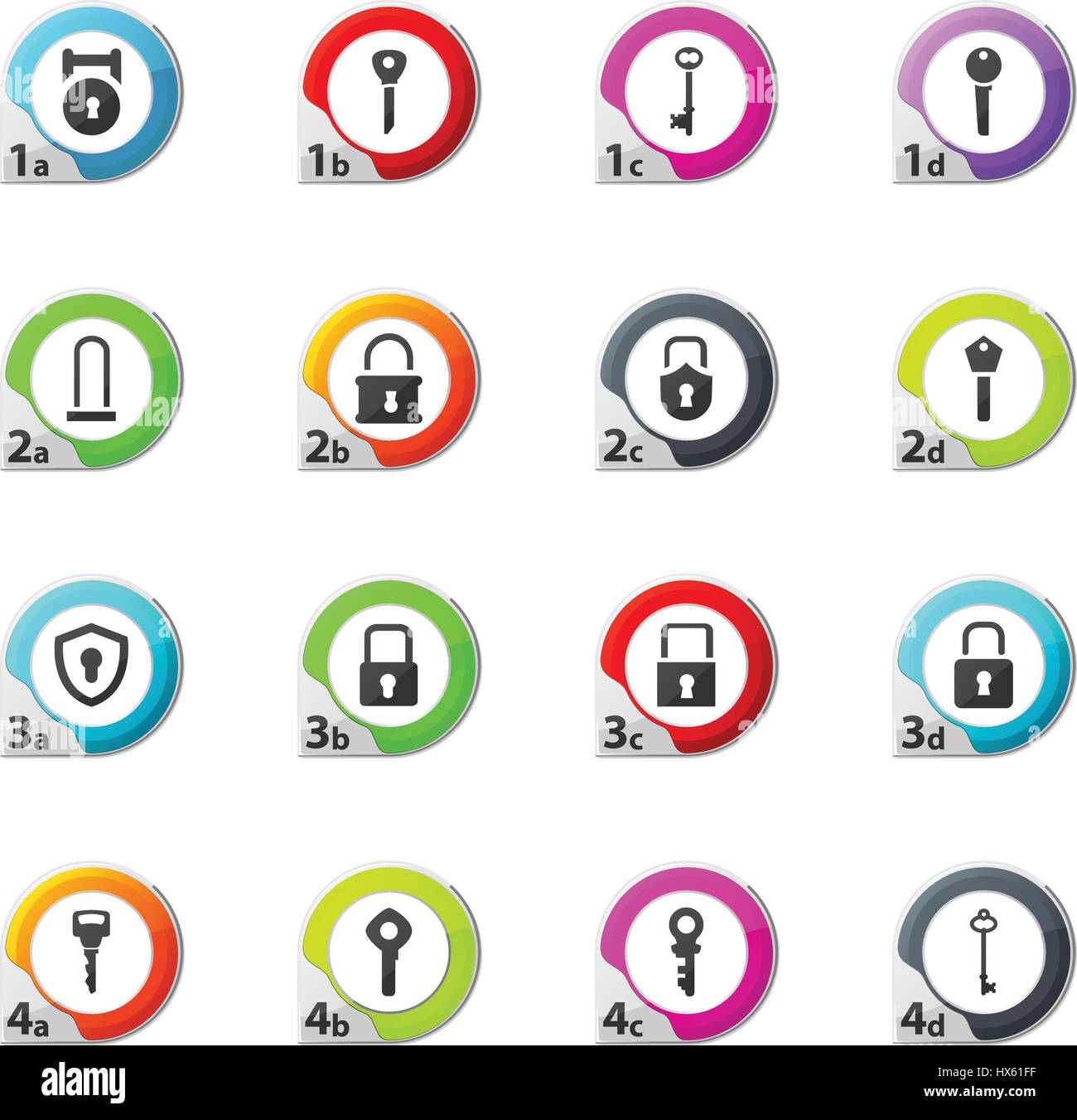 Lock and Key web icons for user interface design Stock Vector Image ...