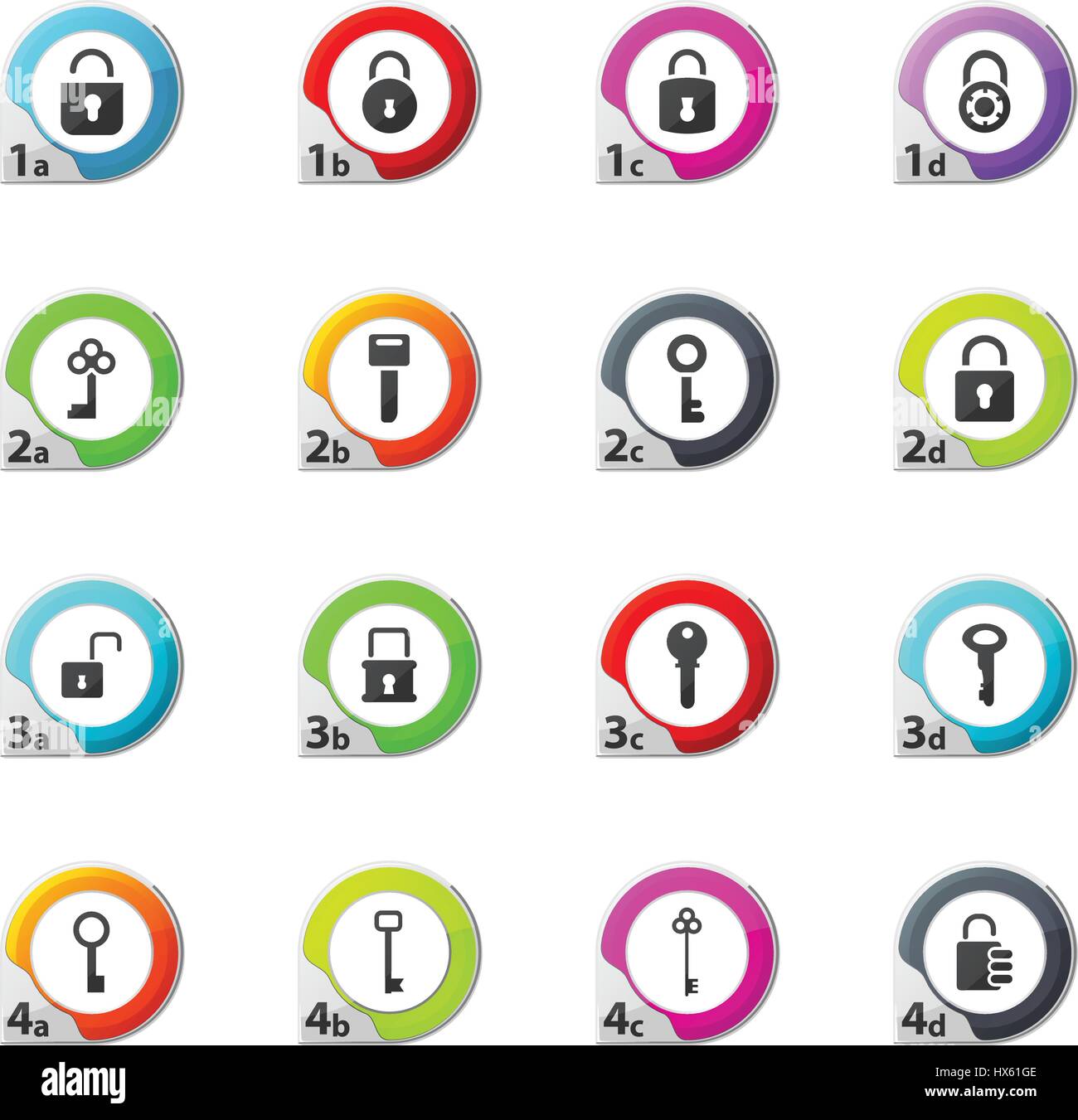 Lock and Key web icons for user interface design Stock Vector Image ...