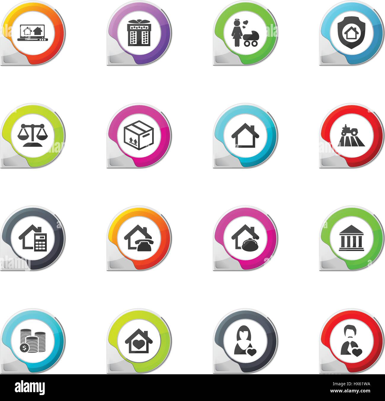 Real estate pointer on the color icons for your design Stock Vector