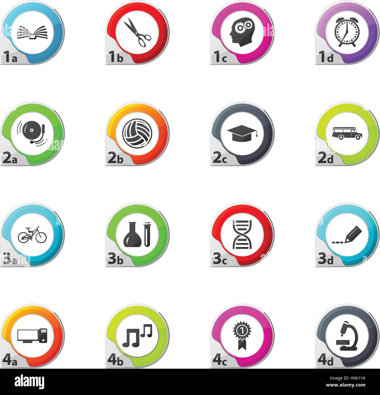 School web icons for user interface design Stock Vector