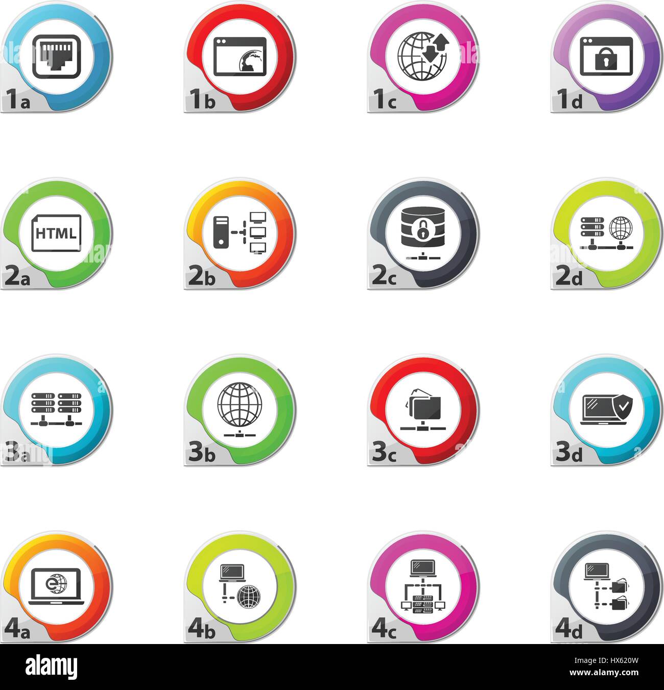 Internet, server, network web icons for user interface design Stock ...