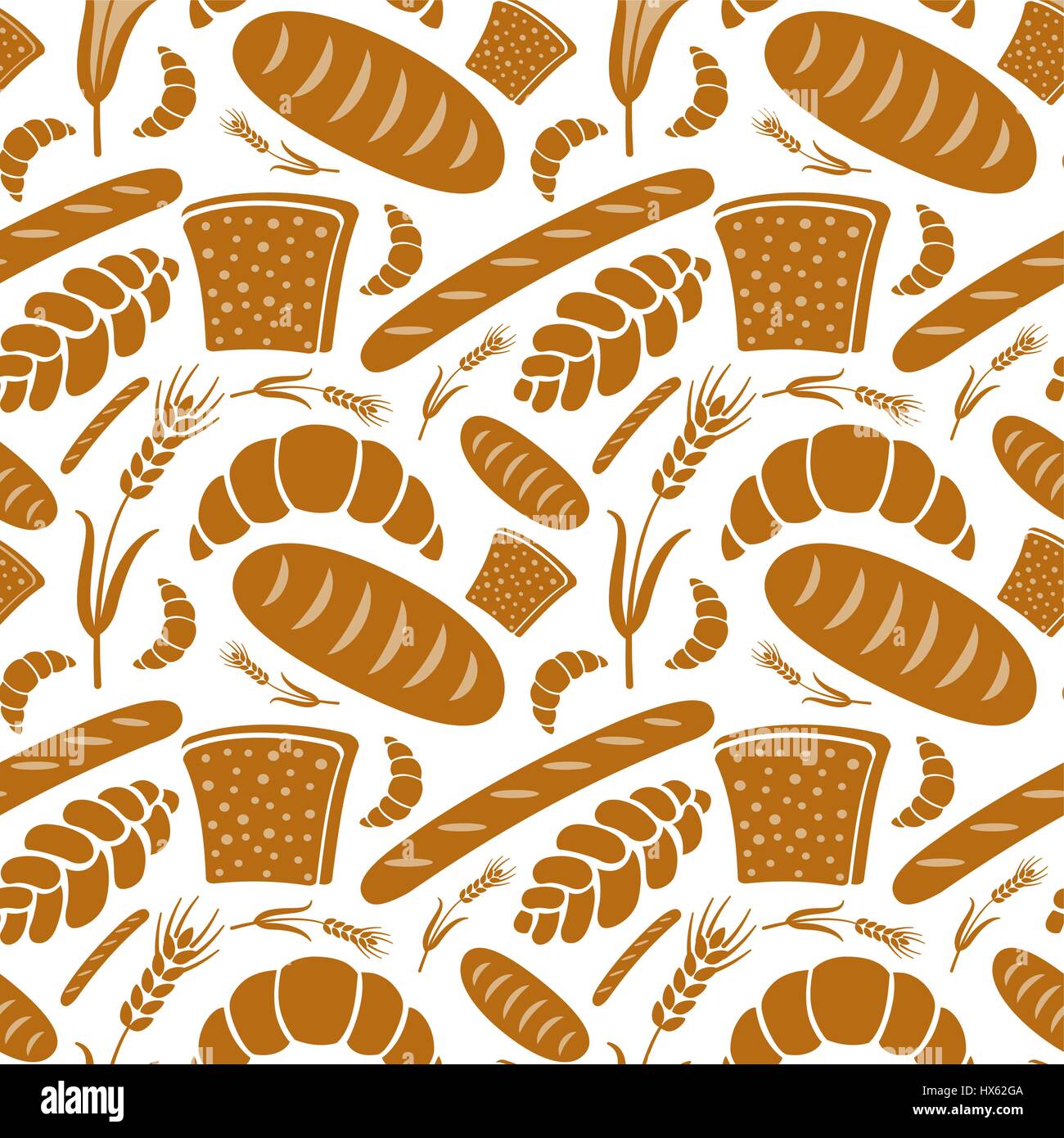 Bread Shape Pattern illustration of seamless pattern of different kind of bread and bakery ...