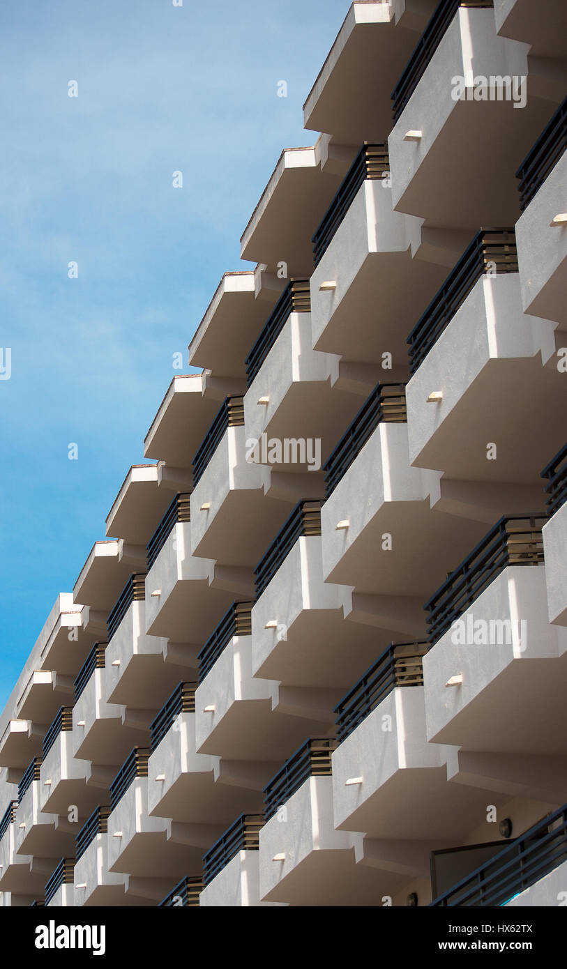 Portrait of apartment building with balconies Stock Photo - Alamy